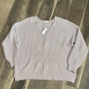 NWT Maurice’s Pastel Lavender/Gray V-Neck Knit Sweater With Shimmer